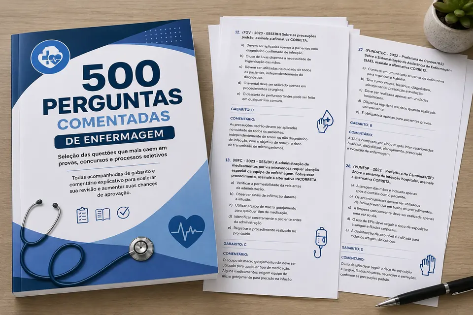 Capa do bônus: 500 Questões Comentadas de Enfermagem